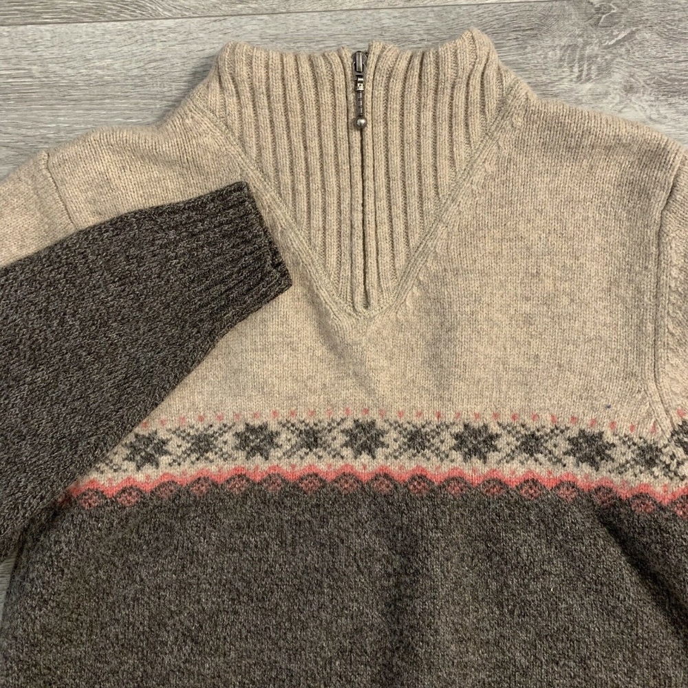 Woolrich 1/4 Zip Pullover Wool Sweater Nordic Snow